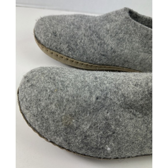 Glerups Wool Shoe W/ Leather Sole Grey Slippers EU Size 38 Equals US W 8 | M 6.5 - Picture 3 of 12